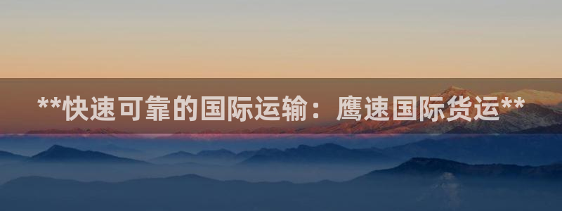 尊龙凯时代理官网入口：**快速可靠的国际运输：鹰速国际货